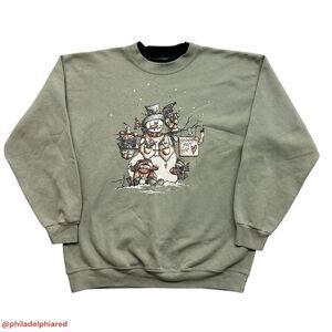 Vintage 1990’s Winter themed Snowman double neck crewneck sweatshirt XL womens